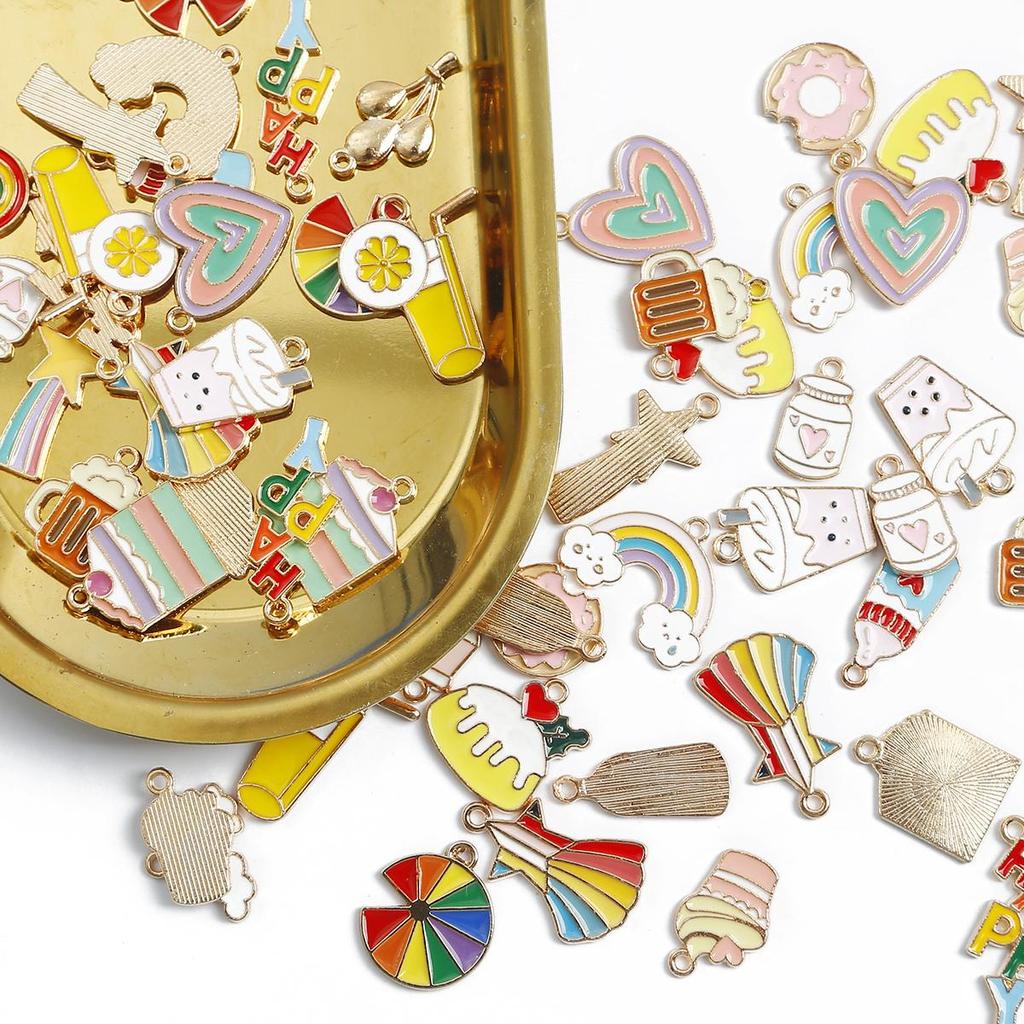 4 шт. несколько стилей, сплав металла, капли масла, красочные аксессуары для изготовления ювелирных изделий, ожерелье, браслет, серьги «сделай сам»