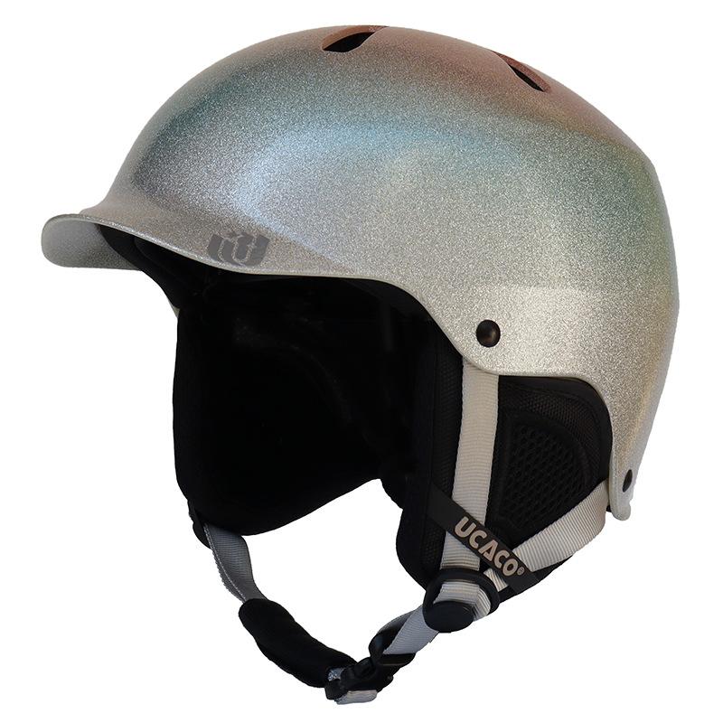Outdoor sports, silver-colored, color-changing ski helmet, unisex, suitable for snowboarding and skiing, warm cycling hat