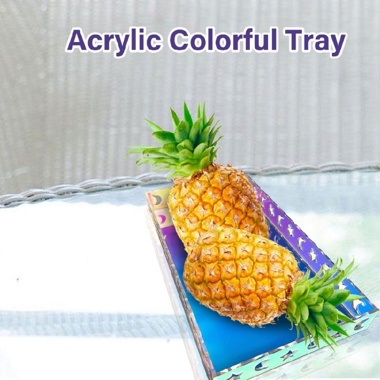 Acrylic Rectangle Decorative Tray Jewelry Perfume Makeup Storage Organizer Rainbow Color Serving Tray Bathroom Accessory