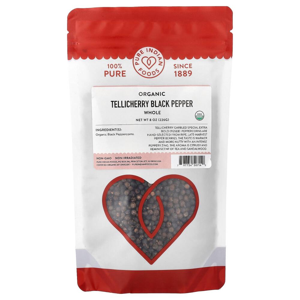 Pure Indian Foods Tellicherry Black Peppercorns Whole 226g (8oz)