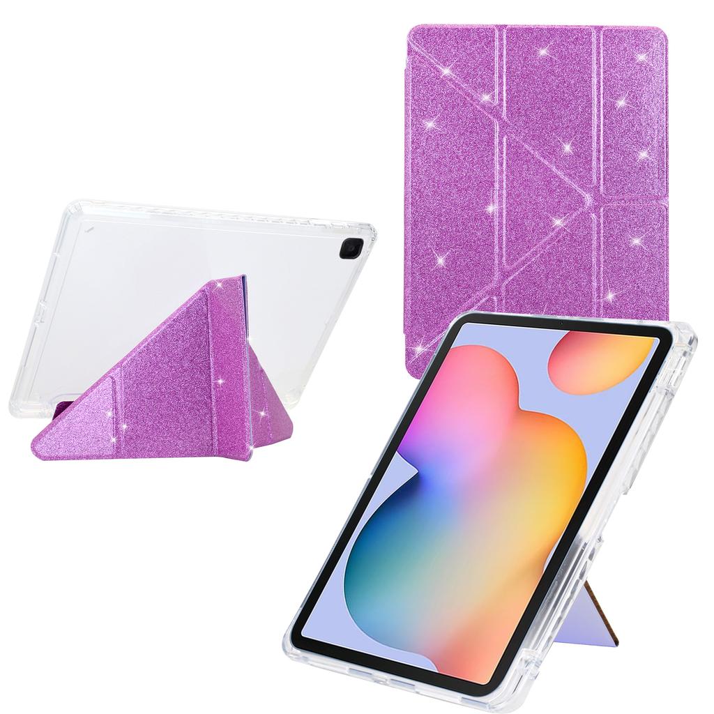 Tablet Case For Samsung Galaxy Tab S6 Lite (2024)/(2022)/(2020) P610 P615 Y-Fold Stand Glitter Leather TPU Acrylic Clear Cover