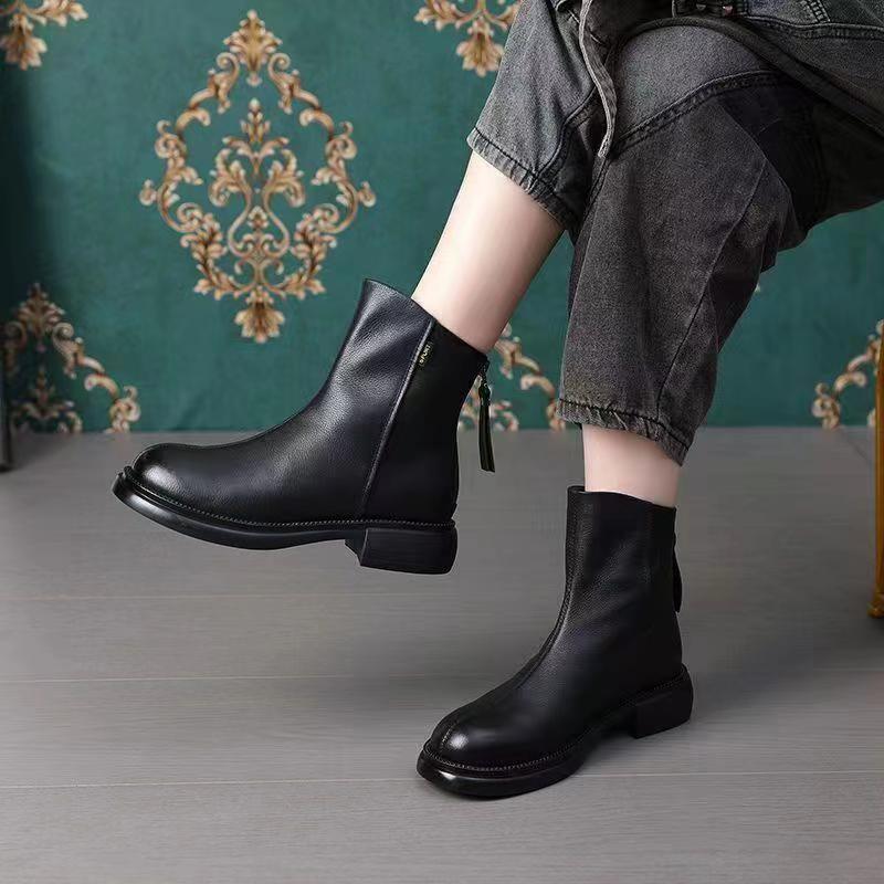 British Style Platform Chelsea Short Boots Women's Retro Autumn and Winter Single Boots