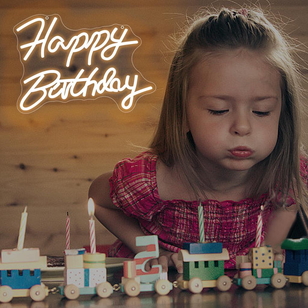 Неоновая вывеска «С днем рождения» Белые неоновые огни, работающие от USB Неоновые огни для украшения вечеринки по случаю дня рождения Светодиодная неоновая вывеска