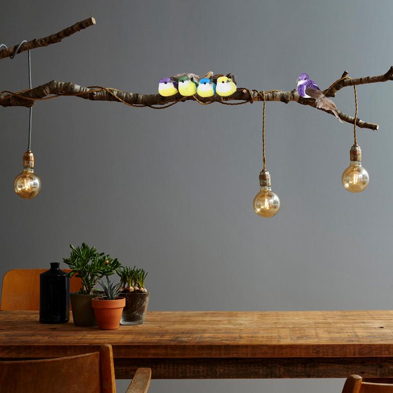 Искусственные птицы 12 шт. Украшения для рождественской елки с перьевым хвостом Реалистичные птицы на клипсах Орнаменты для наружного сада, патио, дерева