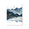 Abstract Mountain Art Lake Bird Watercolor Blue Gold Canvas Painting Wall Art Picture Print Living Room Home Decoration Interior