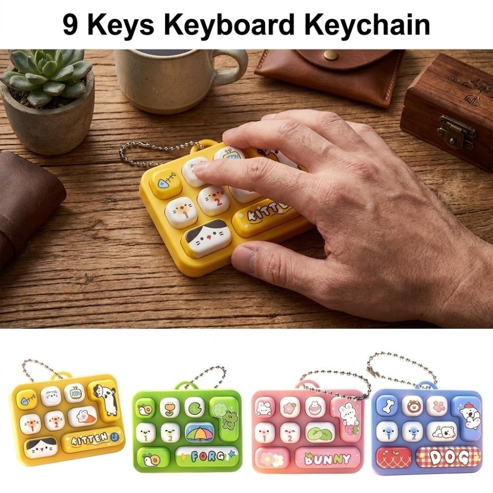 Cartoon Fingertip Button Keyring Mini Keyboard Clicker Keychain Backpack Decor