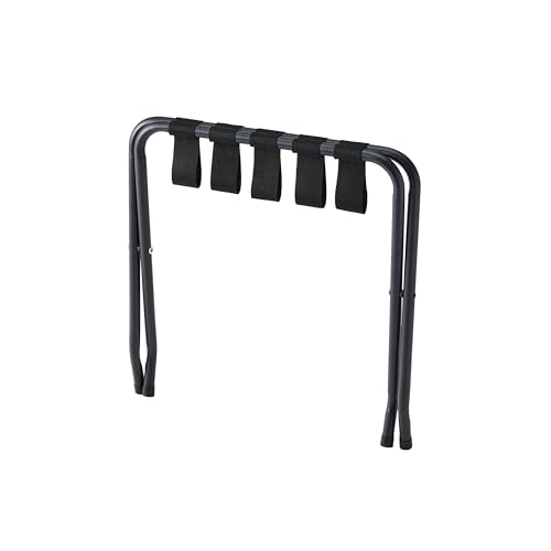 [BLKP] Складная багажная полка Pearl Metal с 5 ремнями, для ручной клади, для хранения чемоданов, для использования в отеле, матово-черная, N-7149