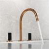 Bathroom Faucet Rose Gold and Black Widespread Basin Faucets Soild Brass Sink Mixer Hot & Cold Lavatory Crane Vessel
