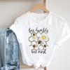 (Asian Size) Women Print Trend Lovely Style Cute Bee Lady Short Sleeve Tee Top Clothing Casual Fashion Tshirt Female Graphic T-shirt