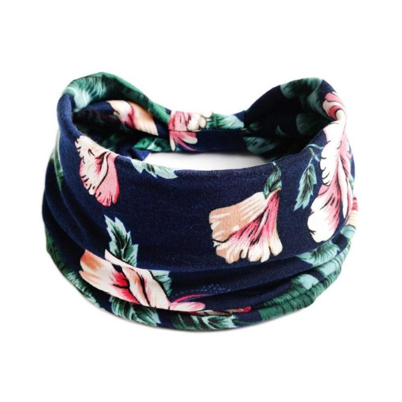 Summer Bohemian Bandanas Elastic Hair Bands Yoga Exercise Cotton Headband Women Headwear Print Vintage Cross Unisex Scrunchies