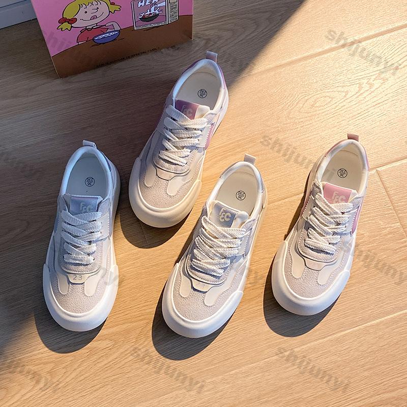 Модная женская повседневная трендовая спортивная обувь Новая модная платформа из искусственной кожи Кроссовки Женская легкая нескользящая обувь на шнуровке Вулканизированная обувь