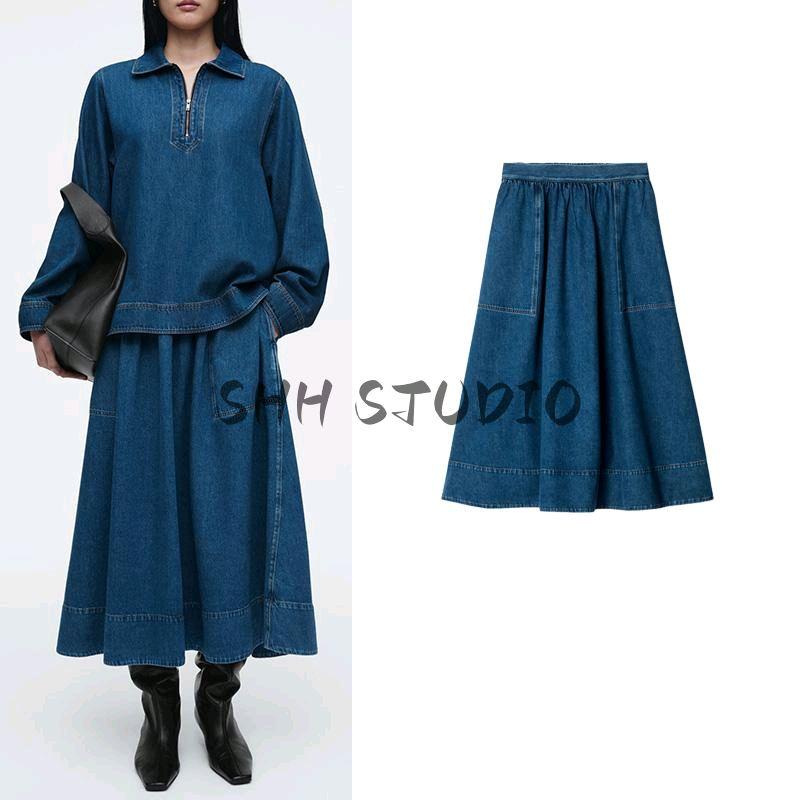 CS Spring New Women's Clothing Fashion Style Easiest for Match Standard Edition Mid-Length Denim Skirt 1256709