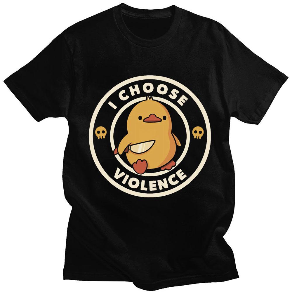 I Choose Violence Graphic Funny T Shirt Cartoon Men Women Short Sleeve High Quality Cotton T-shirt Oversized Summer Streetwear