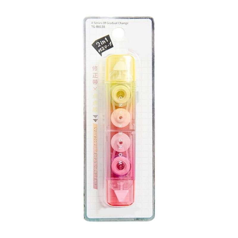 2 in 1 Double Head Correction Tape Gradient Color White Out Tape Scrapbooking Tape with Adhesive Roller