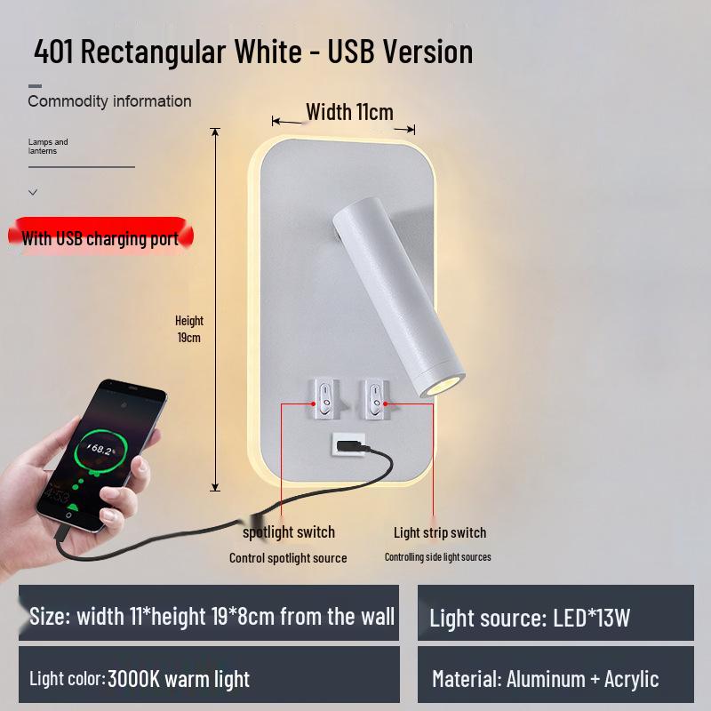 Светодиодная USB настенная лампа для чтения - Прикроватная и для кабинета