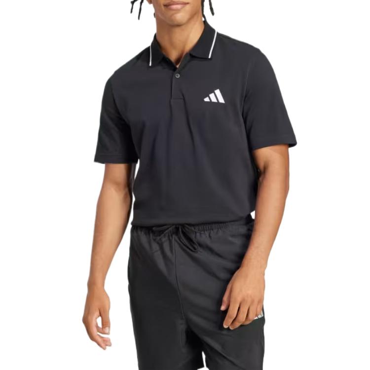adidas Основы Удобная дышащая мягкая рубашка поло с коротким рукавом Мужские рубашки поло Черный Белый JE9023