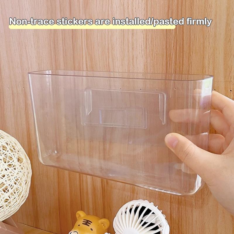 Прозрачный настенный ящик для хранения, настенный, без перфорации, прикроватные полки, подвесной настенный органайзер, ящик для хранения косметики