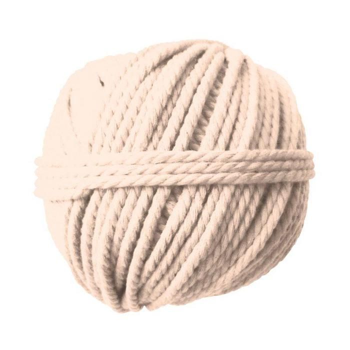 Fil de coton - Macrame - Ecru - 50m - 2,5mm - Décoration intérieure