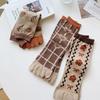 2 Pairs Five Finger Women Animals Cartoon Print Japanese Cute Socks Casual Plaid Floral Vintage Female Sock