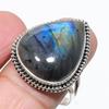 Natural Labradorite Gemstone Handmade 925 Solid Silver Jewelry Ring Size 10 J0z34