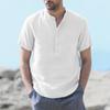 Мужская футболка из хлопка и льна с короткими рукавами, пляжная, повседневная, уличная, облегающая, легкая, дышащая, топы
