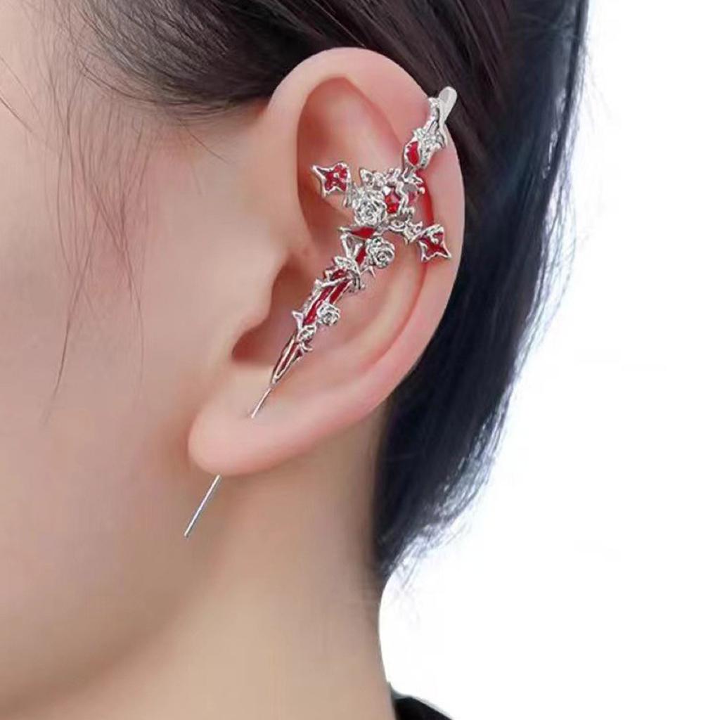 Уникальные серьги-пусеты с дизайном тернового креста и деталями в виде роз, сплавная текстура, женские украшения для вечеринки, подарок для стильной леди