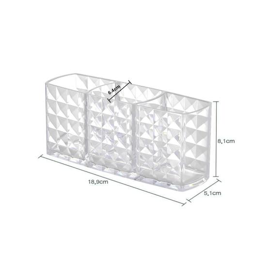 Контейнер для кистей для макияжа, удобный видимый держатель с 3 отделениями, настольная коробка для канцелярских принадлежностей для домашнего использования