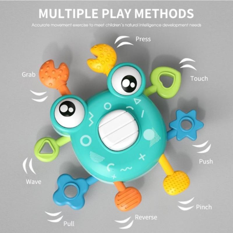 Раннее образование Мультфильм 1-3 года Кнопочные интерактивные игрушки Монтессори Сенсорные игрушки для обучения сдавливанию пальцев Сжимание краба Детская бусина