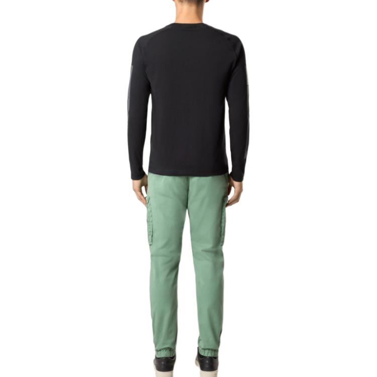 STONE ISLAND Мужская футболка с круглым вырезом, облегающего кроя, с длинными рукавами реглан, с надписью, черная K1S1521000-05S0082-V0029