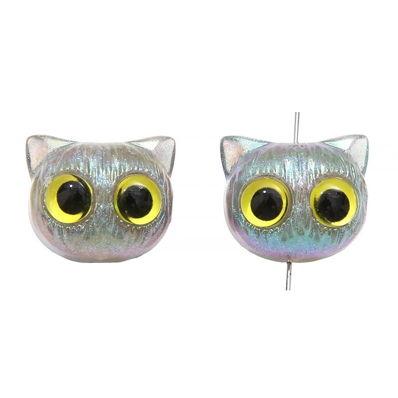 Handmade Beads Acrylic Cartoon Animal Cat Beads Small Waking Lion Straight Hole Beads Children's Handmade Diy Beading String Jewelry Accessories