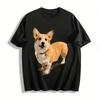 Повседневная футболка с принтом вельш-корги, унисекс, универсальная, с круглым вырезом, из чистого хлопка