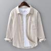Men's Casual Linen Long-Sleeve Shirt - Spring/Summer Business Literary Style