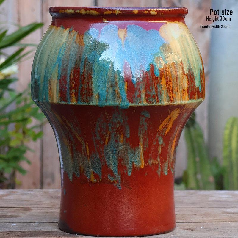 Large Wintergreen Bougainvillea Ceramic Flower Pot - Breathable, Tall Succulent & Tree Ceramic Jar
