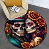 1Pc Day of the Dead Circular Print Rug - home decoration Carpet For Living Room Bedroom Flooring Computer Chair Area Rug