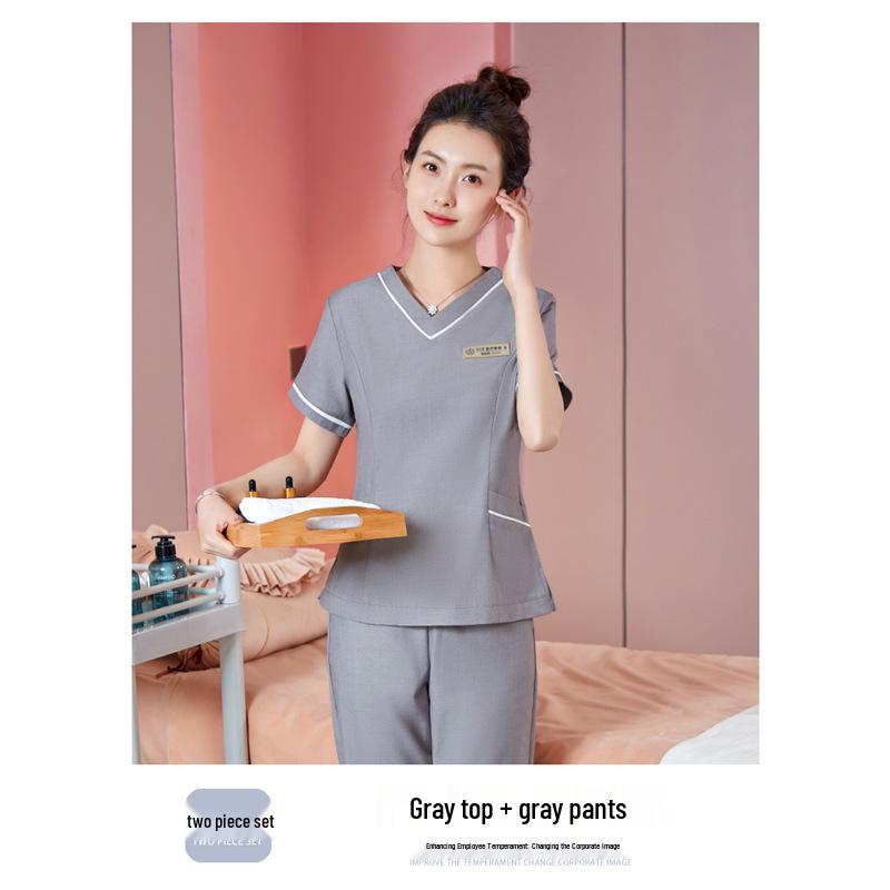 Unisex High-End Spa & Sauna Uniform Set for Beauty Technicians and Postpartum Recovery Specialists.