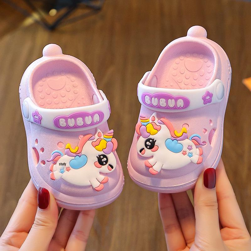 Детские кроксы своими руками с мультяшным дизайном для девочек, летние тапочки для малышей, мисок с защитой от столкновений, возраст 1-3 года