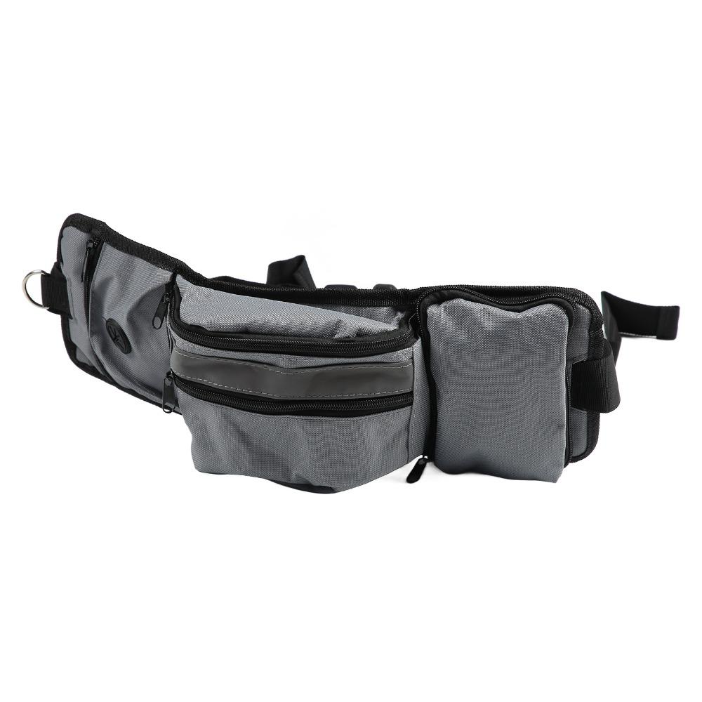Multi Pockets Pet Training Waist Bag Grey Pet Food Storage Bag Pet Obedience Training