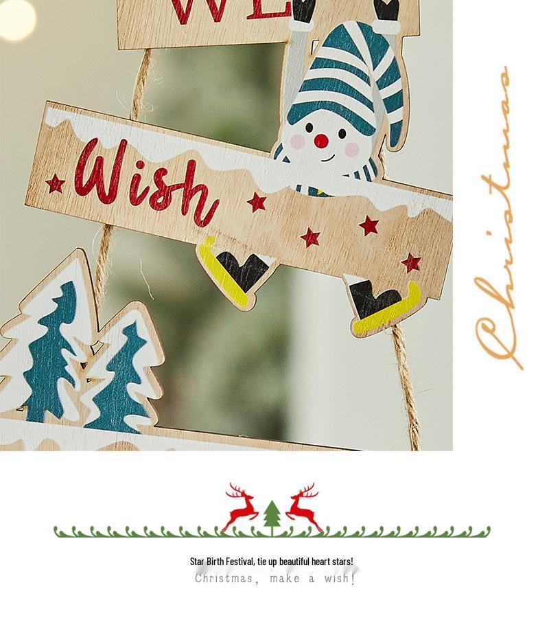 Старик Снеговик Деревянная Лестница и Буквенная Вывеска Рождественские Елочные Украшения для Украшения Двери и Окна