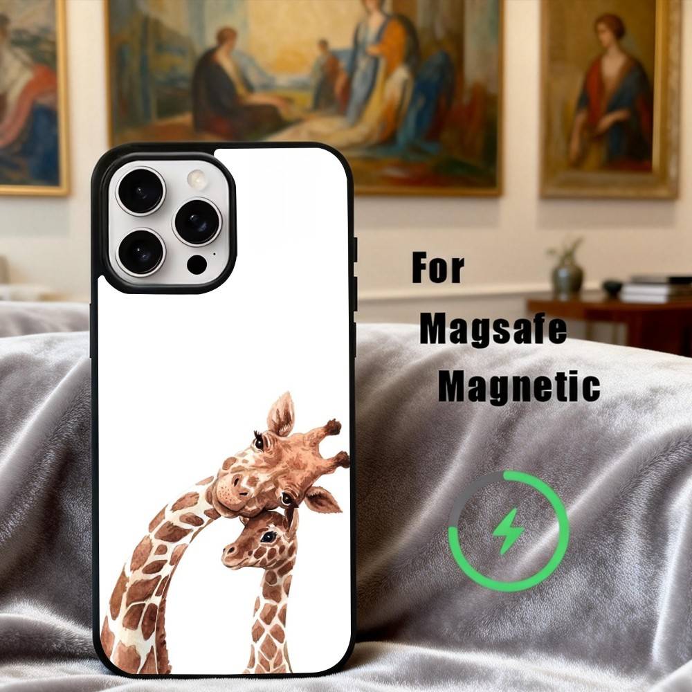 Высокая Жирафа Арт Чехол для Телефона для iPhone 17, 16, 15, 14, 13, 12, 11 Plus, Pro Max Магнитный Для Magsafe Беспроводной Зарядки