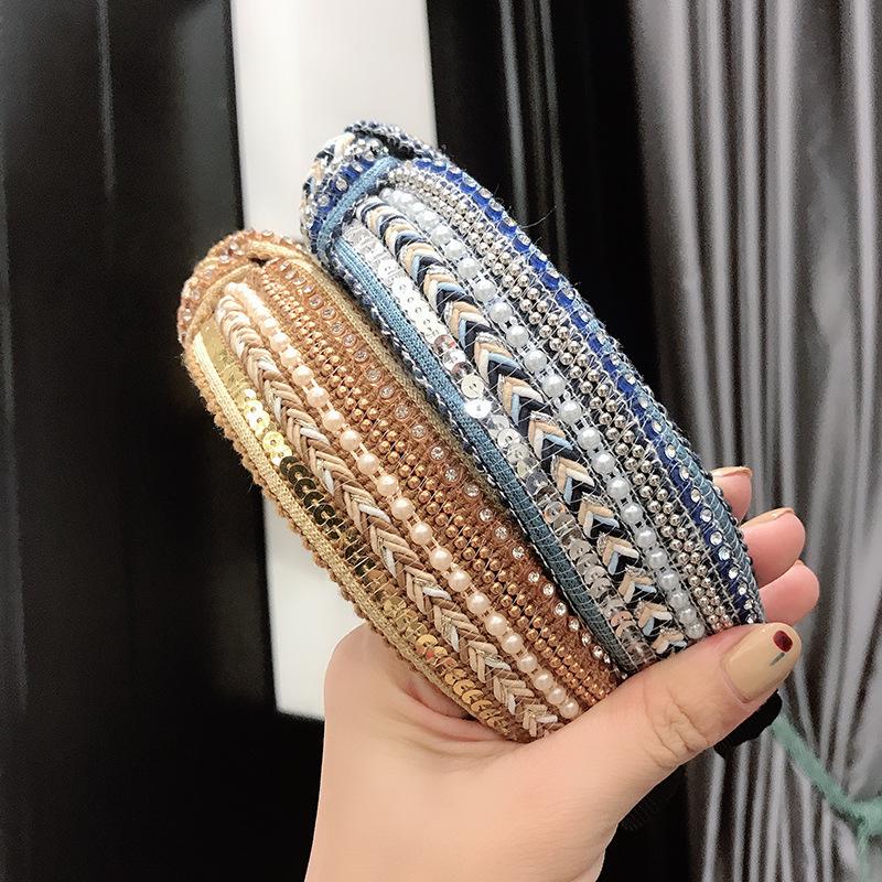 Богемные повязки для волос Нескользящие повязки на голову с бриллиантами Аксессуары для волос для вечеринок и шопинга Повседневные аксессуары для волос для девочек