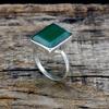 Кольцо из стерлингового серебра 925 пробы с зеленым ониксом, женское кольцо ручной работы в стиле бохо с драгоценным камнем оникс