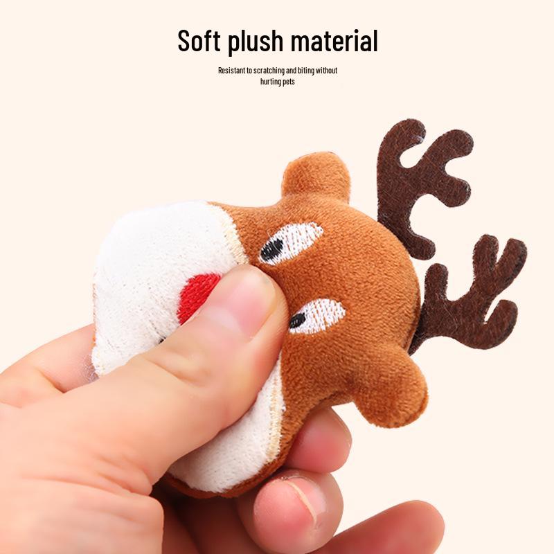 Christmas Reindeer Gingerbread Santa Plush Catnip Toy for Cats