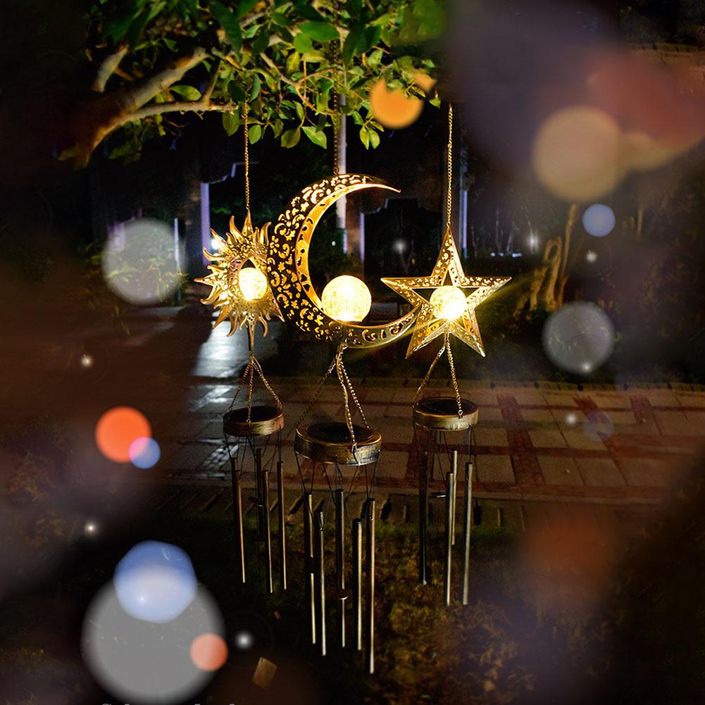 Солнечные Лунные Колокольчики Ветра Уличная Подвесная Декорация Декоративные Садовые Колокольчики Ветра Лунные Колокольчики Ветра Подсветка для Сада Патио Двора