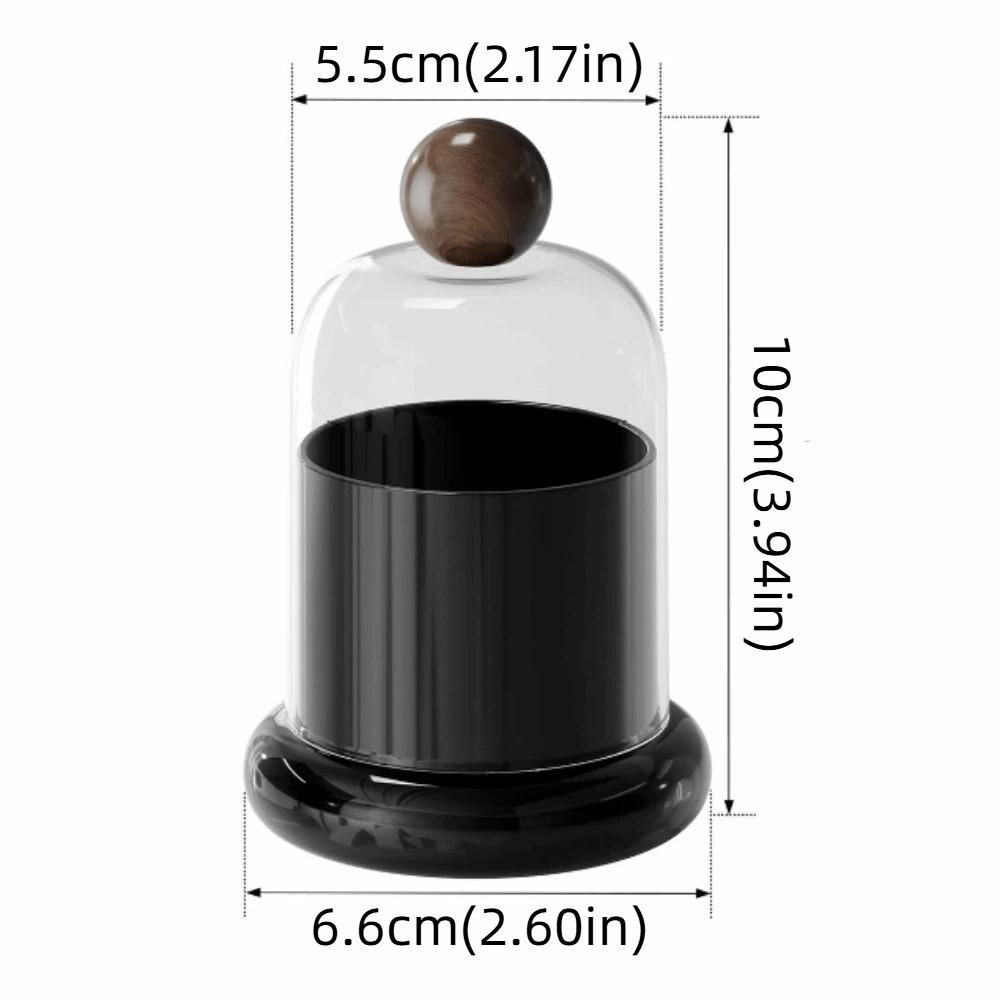 Retro Swab Toothpick Holder Plastic Clear Dome Lid Dental Floss Case with Base Dust-proof Cotton Swab Jar Living Room