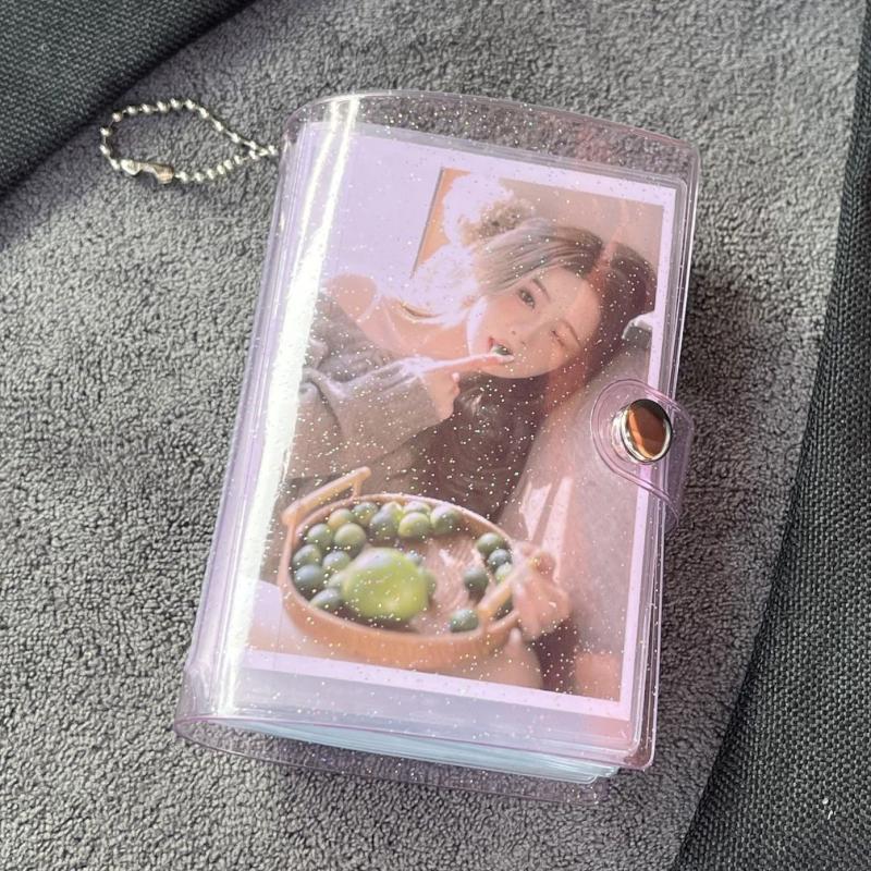 Мини Альбом на 28 Фотографий Блестящий Прозрачный 3-дюймовый Звездочет Маленький Хранилище Фотокарточек Портативная Сумка для Карт