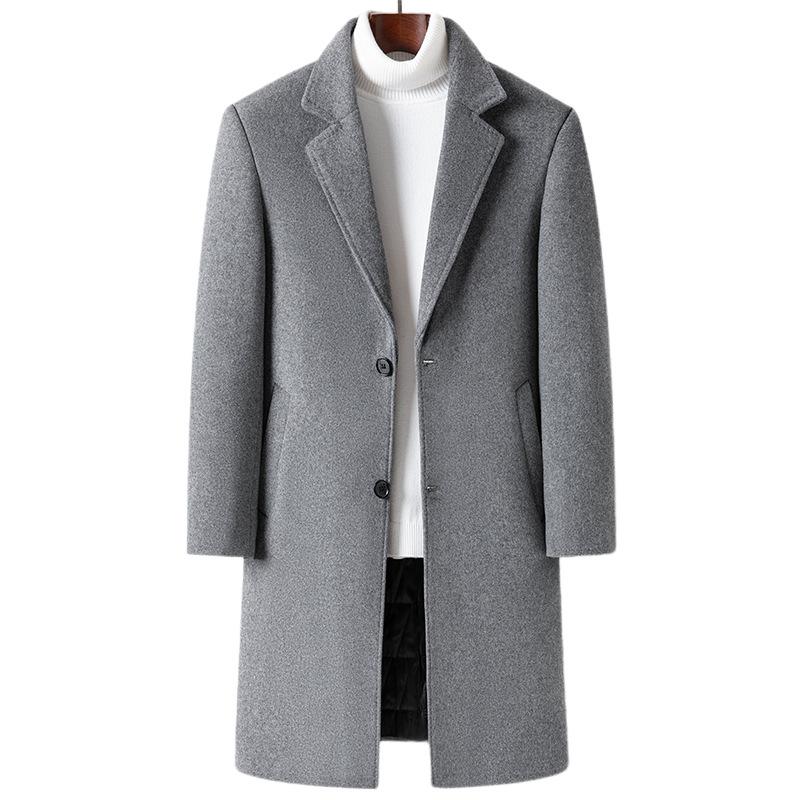 Wool Coat Men's Medium and Long Men's Wool Trench Coat Autumn and Winter New Men's Casual Woolen Coat