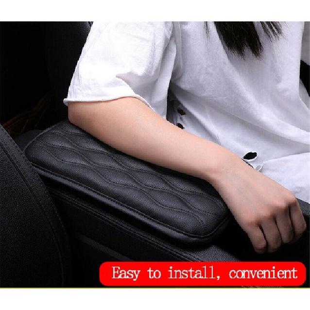 1X Black Car Leather Armrest Pad Cover Center Console Box Cushion Wear-Resistant
