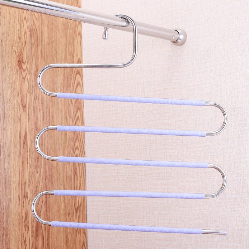 1pc 5 In 1 Pants Hangers Stainless Steel Clothes Hangers Space Saving Closet Hangers Clothes Hanger Coat Hangers Hanger for Pants Hangars