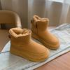 Флисовые высокие зимние ботинки женские зимние новые студенческие утепленные повседневные ботинки на платформе RD