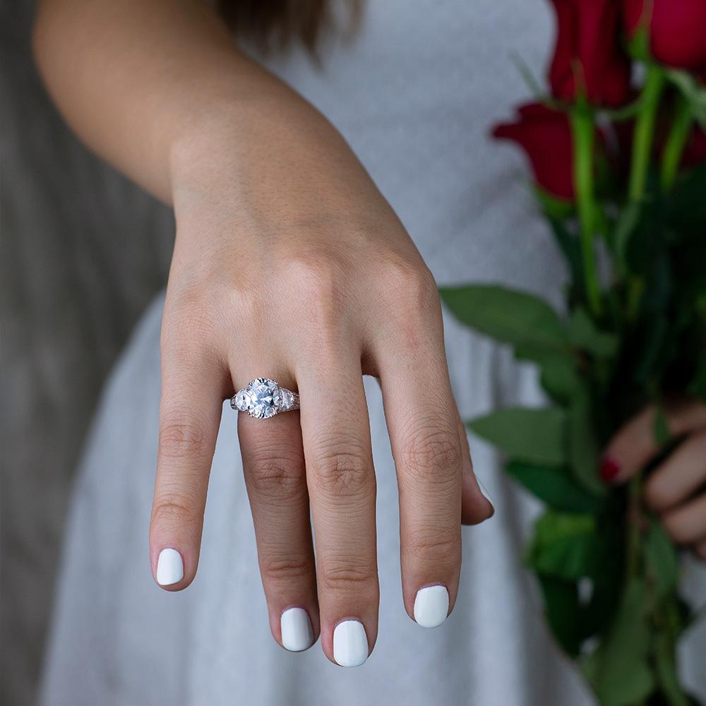 Tancise Oval 9 * 11 Artificial Aquamarine 7 Carat Women's S925 Sterling Silver Gift Luxury Noble Ring